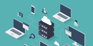 A network of client endpoints connect to cloud computing storage.