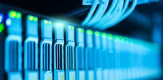 disks in a data storage array in a data center.