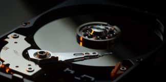 A hard disk drive (HDD) for data storage.