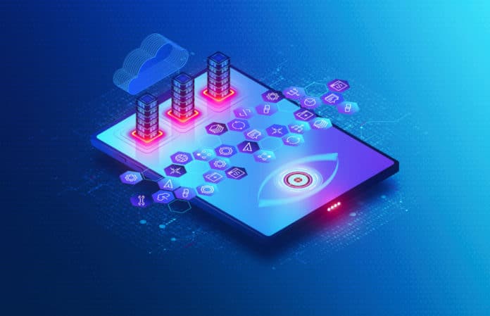 Components of application container orchestration software on a tablet.