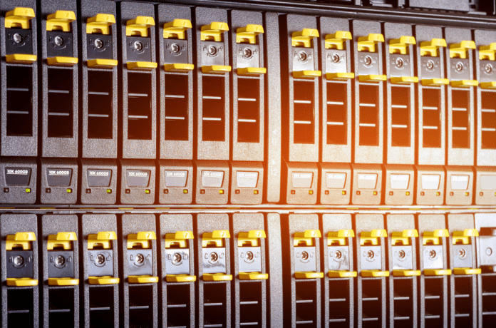 Storage Area Network (SAN) close up.