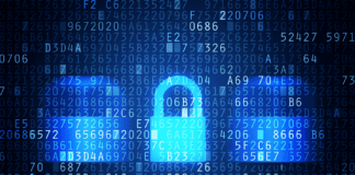 Bluish closed lock hidden within a sea of hexadecimal values.