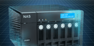 Visualization 3D CAD model of NAS with six disks, blueprint.