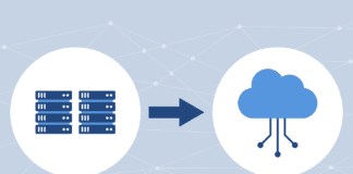 Cloud migration and data transfer concept.