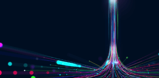 Motion of digital data flow on a data transmission channel.
