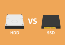 HDD vs SSD vector illustration.