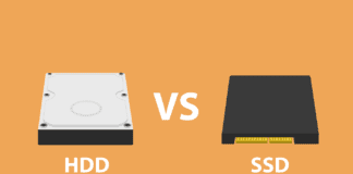HDD vs SSD vector illustration.